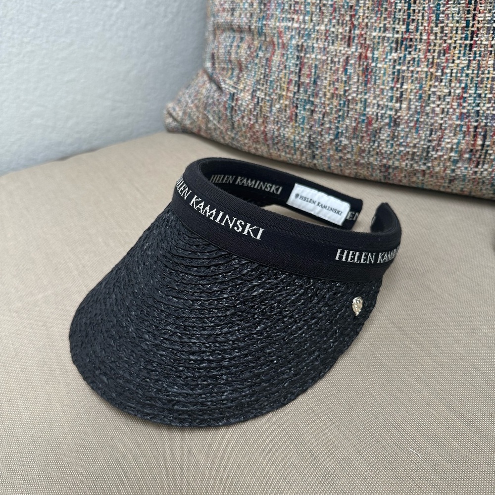Helen Kaminski Elegant Black Straw Visor women's bianca sun visor hat
